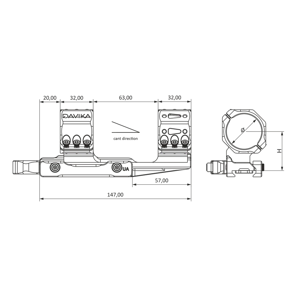 34 mm scope mount cantilever | Picatinny QD Ergo base